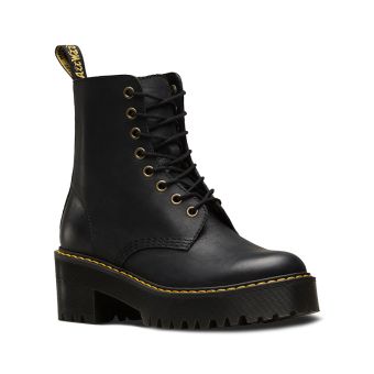 Dr. Martens Shriver Hi Women's Wyoming Leather Heeled Boots in Black Burnished Wyoming