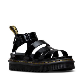Dr. Martens Blaire Women's Patent Leather Gladiator Sandals in Black