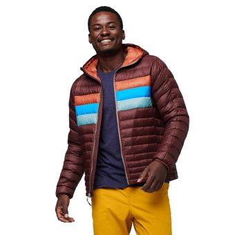 Cotopaxi Fuego Hooded Down Jacket - Men's in Chestnut Stripes