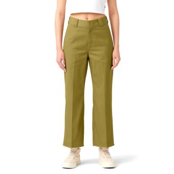 Dickies Women's Twill Cropped Pants - Regular in Rinsed Green Moss