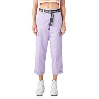 Dickies Women's Relaxed Fit Cropped Cargo Pants in Purple Rose