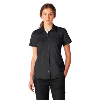 Dickies Women’s FLEX Short Sleeve Work Shirt in Black