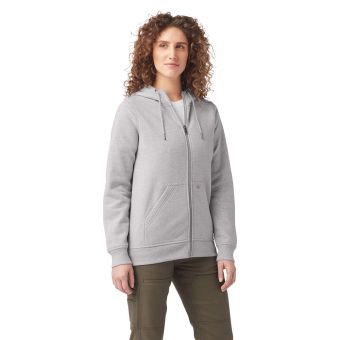 Dickies Women's Heavyweight Full-Zip Fleece Hoodie in Heather Gray