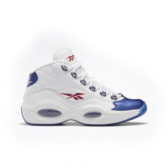 Reebok Question Mid Basketball Shoes in Ftwr White / Classic Cobalt / Clear