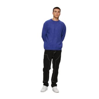 Kuwalla Brushed Knit Crew in Blue