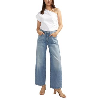 Silver Jeans The Slouchy Straight Mid Rise Jeans in Indigo