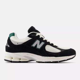 New Balance Men's 2002R in Black with Marsh Green and Sea Salt