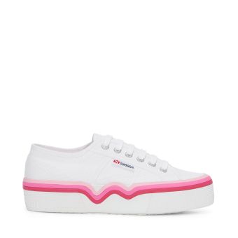 Superga 2740 Liquify Stripes Sneakers in White Shaded Pink