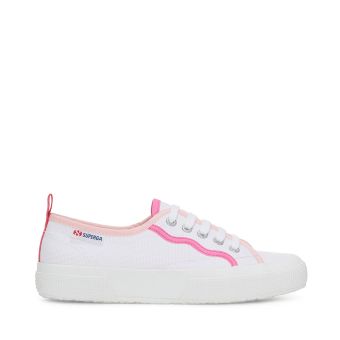 Superga 2750 Curly Bindings Sneakers in White Shaded Pink