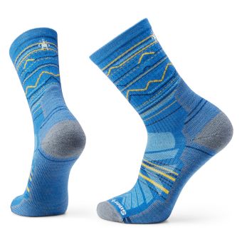 Smartwool Hike Light Cushion Mountain Range Pattern Crew Socks in Laguna Blue