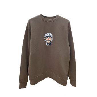 SoYou Fuzzy Face Crewneck in Acid Washed Brown