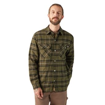 Dickies Water Repellent Fleece-Lined Flannel Shirt Jacket in Tactical Green