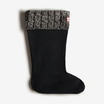 Hunter 6 Stitch Cable Knitted Cuff Tall Boot Socks in Black/Grey