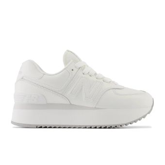 New Balance Women's 574+ in White with grey matter