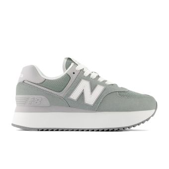 New Balance Women's 574+ in Juniper with raincloud and white