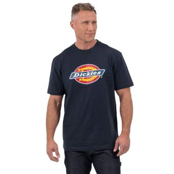 Dickies Men's Short Sleeve Tri-Color Logo Graphic T-Shirt in Dark Navy