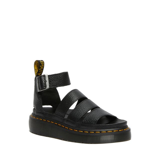 Dr. Martens Francis Fluffy Leather Strap Sandals in Black | UJB Canada