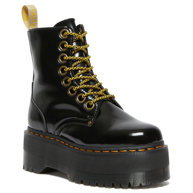 Dr. Martens 8053 Leather Platform Casual Shoes in Black Polished Smooth ...