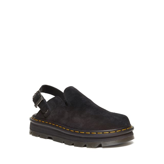 Dr. Martens Zebzag Suede Casual Slingback Platform Mules in Black