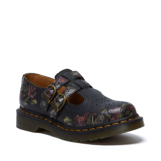 Dr. Martens 8065 Decayed Roses Nappa Mary Jane Shoes in Black