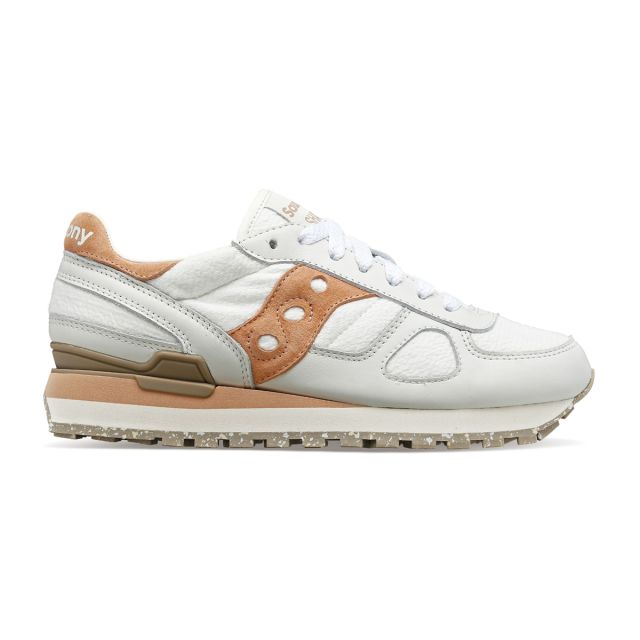 Saucony Women's Shadow Original in White/Tan