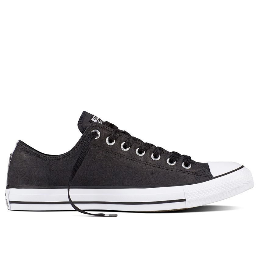 Converse Chuck Taylor All Star Leather Low Top in Black/Black/White
