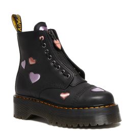 Dr. Martens Sinclair Leather Heart Platform Boots in Black Union Jack Boots Canada