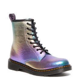 Dr. Martens Youth 1460 Rainbow Crinkle Leather Lace Up Boots in Multi Rainbow Union Jack Boots Canada