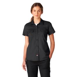 Dickies Women's Cropped Short Sleeve Work Shirt in Rinsed Cloud