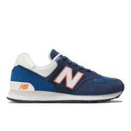 New balance 574 dark sale blue with team red