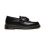 Dr. Martens Adrian Yellow Stitch Leather Tassel Loafers in Black Smooth