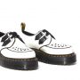 Dr. Martens Sidney Leather Creeper Platform Shoes in White & Black Polished Smooth