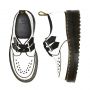 Dr. Martens Sidney Leather Creeper Platform Shoes in White & Black Polished Smooth