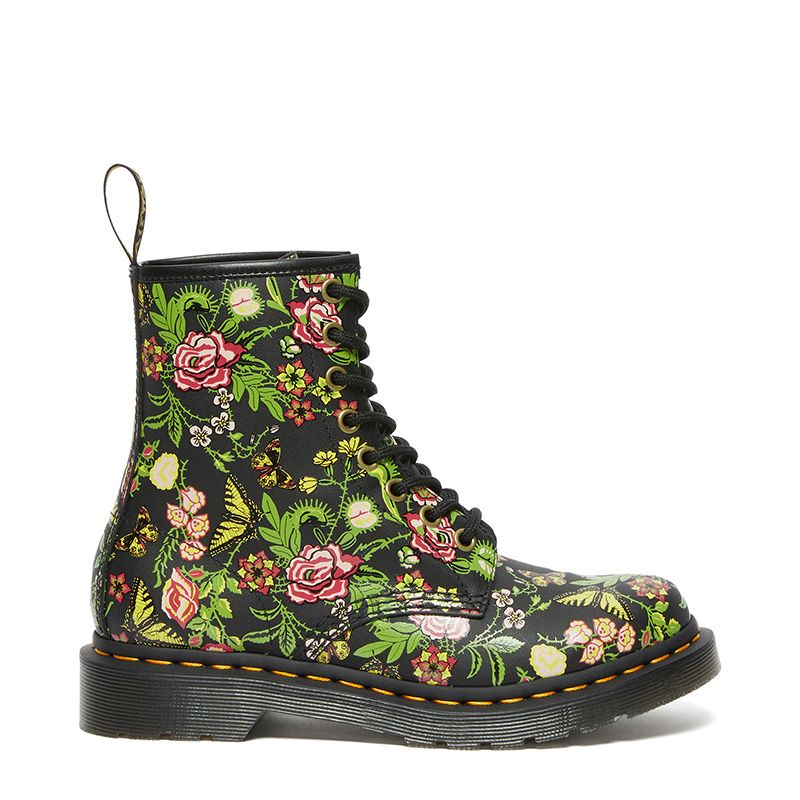 Dr. Martens 1460 Women's Floral Bloom Leather Lace Up Boots in Black ...