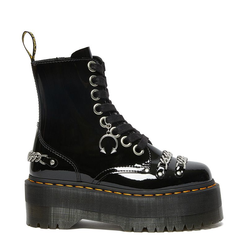 Dr. Martens Jadon Max Chain Patent Leather Platform Boots in Black | Dr ...
