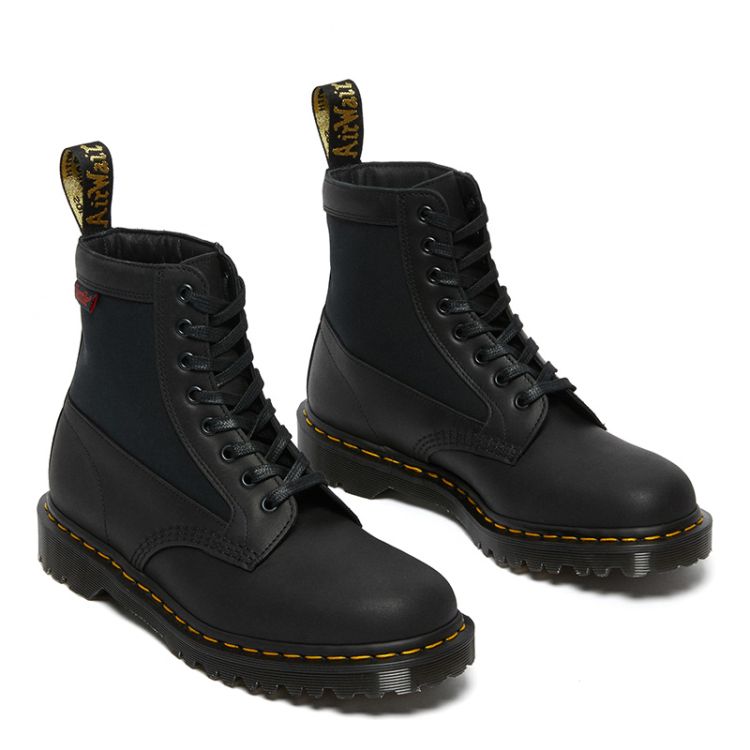 Dr. Martens 1460 Panel Made In England Leather Lace Up Boots in Black Union Jack Boots Canada