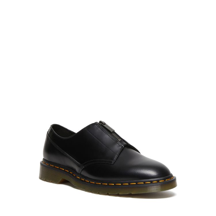 Dr. Martens Cullen Polished Smooth Leather Shoes in Black Union Jack Boots Canada