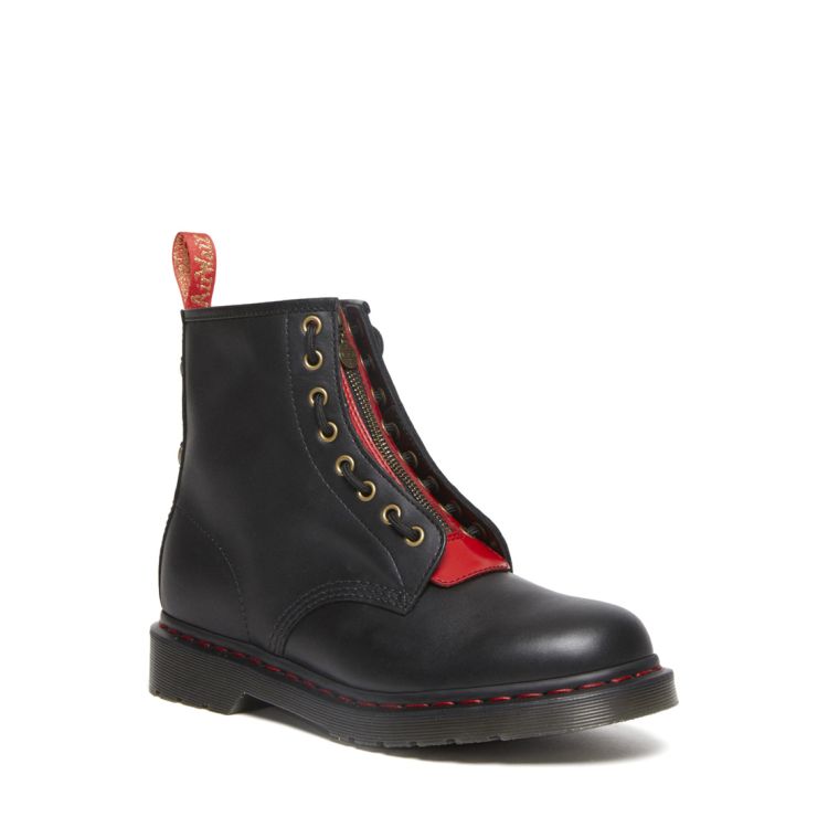 Dr. Martens 1460 Year Of The Rabbit Leather Lace Up Boots in Black