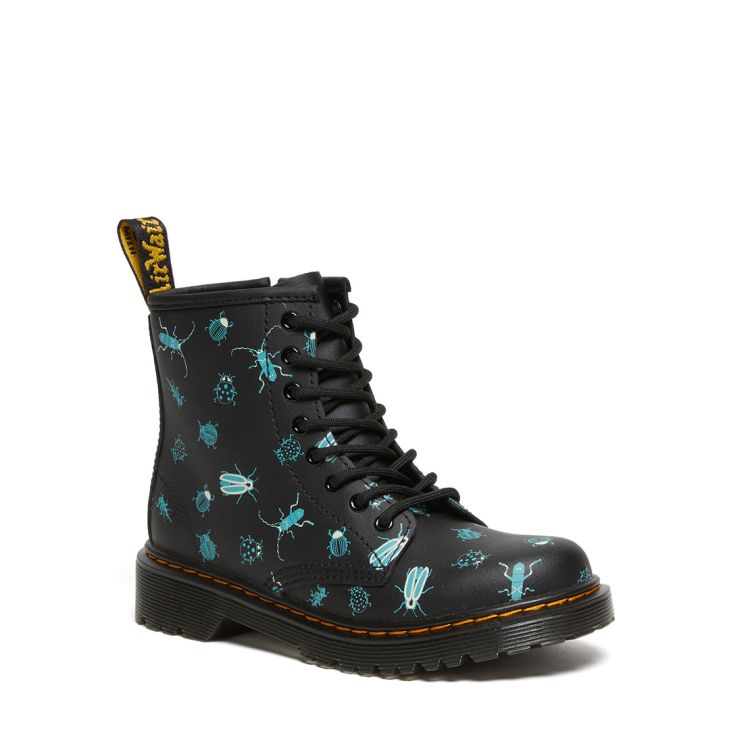 Dr. Martens Junior 1460 Glow In The Dark Bugs Lace Up Boots in Black Union Jack Boots Canada