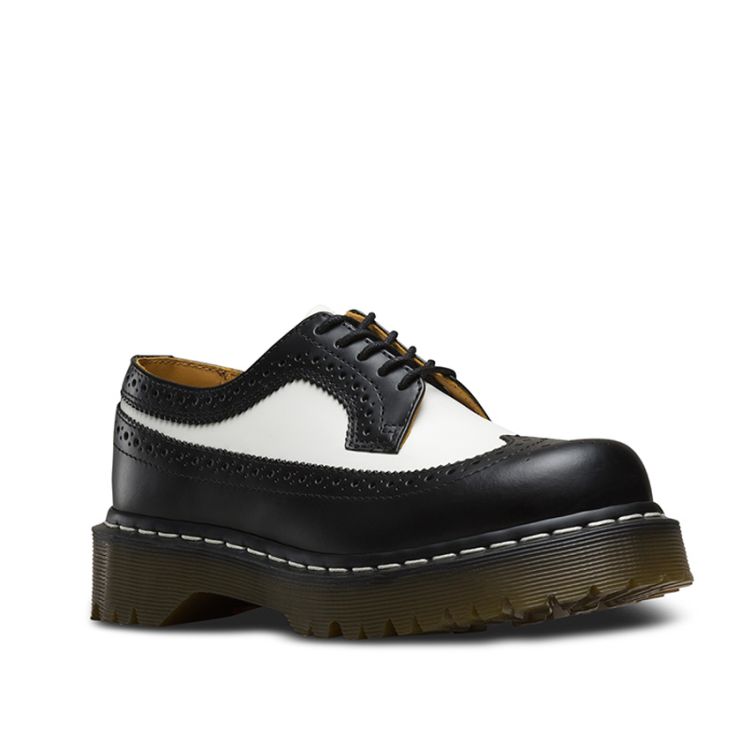 Dr. Martens 3989 Brogue Bex Sole in Black & White Smooth | Union Jack ...