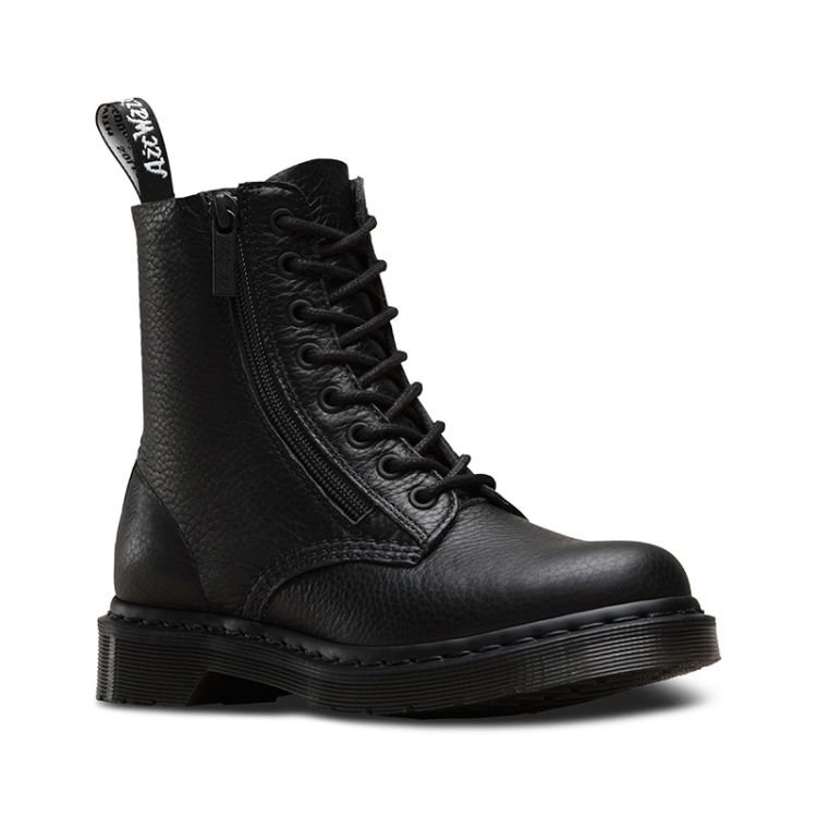 Dr. Martens 1460 Pascal Women's Leather Zipper Lace Up Boots in Black ...