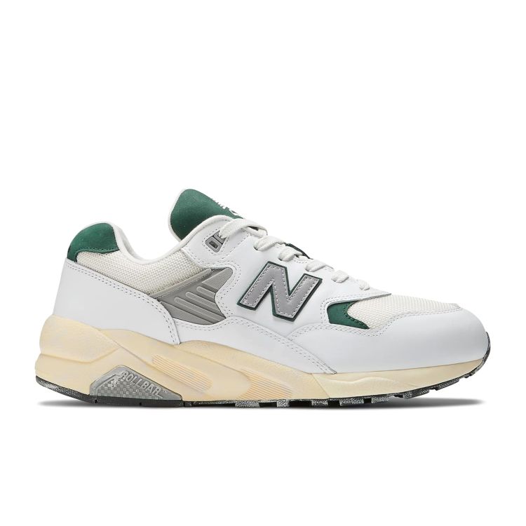 New Balance Unisex 580 in White with nightwatch green and sea salt Union Jack Boots Canada